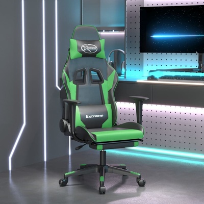 vidaXL Herní židle s podnožkou černá a zelená umělá kůže 3143702