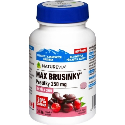NatureVia Max brusinky pastilky tbl.30+6