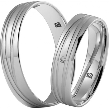 Blink Blink Klasické svadobné obrúčky s drážkami a kameňom 8337 BL