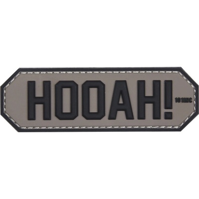 Gumená nášivka 101 Inc nápis Hooah! - sivá