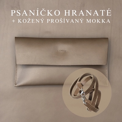 Wood Style psaníčko Hranaté Mokka kožený prošívaný Mokka