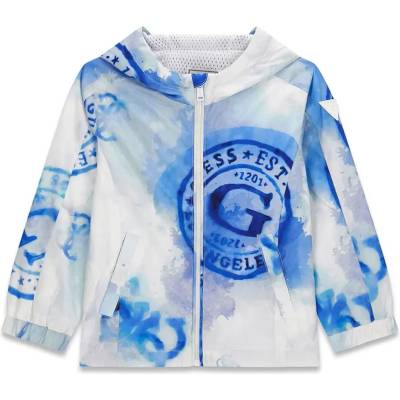 GUESS Яке ветровка в бяло и синьо с цип и качулка Guess