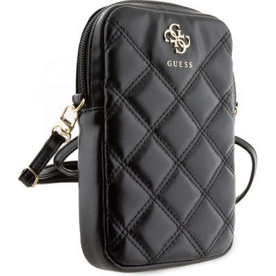 Guess PU Quilted 4G Metal Logo Wallet Phone Bag Zipper čierne