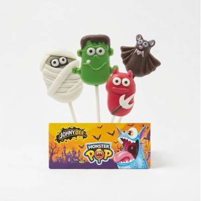 JohnyBee Monster Pop velké lízátko s motivem monstra 35 g