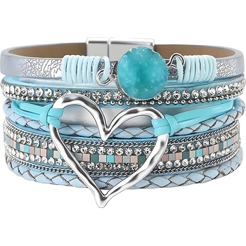 HARAHU Гривна AG-38814 Heart - Тюркоазена / Сребърна KP38814 (AG-38814)