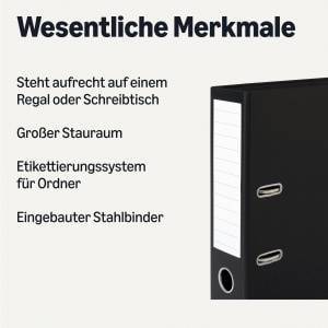 Amazon Basics Office Supplies and Archiving File Folders, Pack of 10, A4 Size, 2-Ring Binders with Writeable Labels, Black - LAF-001-A