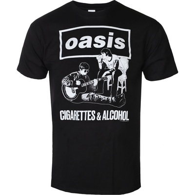 ROCK OFF Мъжка тениска Oasis - Cigarettes & Alcohol Illustration Mono - ROCK OFF - OASTS38MB