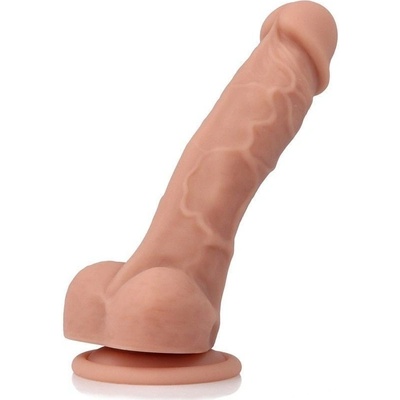 Virgite R33 Realistics Dual Layer Realistic with Balls telové silikónové dildo s prísavkou 19 x 3,9 cm
