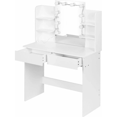 ModernHome FH-DT220108 kosmetický toaletní stolek s LED zrcadlem a taburetem bílý
