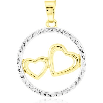 Gemmax Zlatý přívěsek Dvě srdce GLPCN 01294
