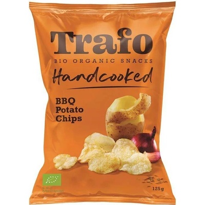 TRAFO Bio Kotlíkové brambůrky barbecue kouřová pikantní chuť s tóny karamelizovaného cukru 125 g
