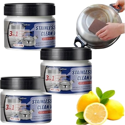 PasteSteel Паста за почистване и полиране на метални съдове 3 в 1 - PasteSteel