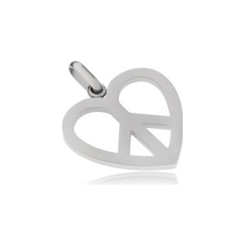 Oceľový prívesok, symbol Peace v kontúre srdca S52.15