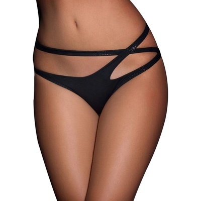 Queen Lingerie Crossed Double Strap Panties Black S/M