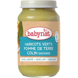 Babynat Био зеленчуково пюре Babynat - Зелен фасул, картофи и див хек, 200 g (3288130590685) - baby