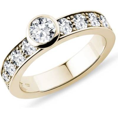 Klenota Luxusní diamantový prsten bezel ve žlutém zlatě k0783013