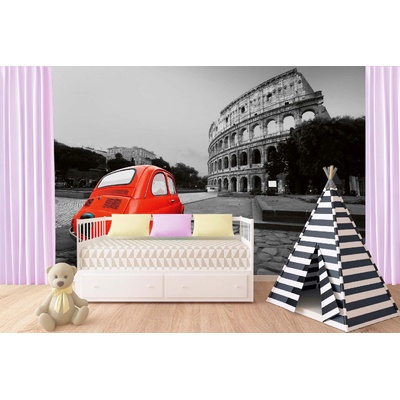 DIMEX ART Самозалепваща се флизелинова фототапета колизеум с червена кола 375 x 250 см