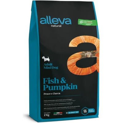 Alleva® natural (adult mini) fish & pumpkin - пълноценна храна за пораснали кучета, над 1 година, дребни и мини породи, Италия - 2 кг 2097