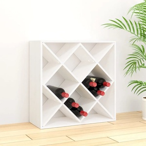 vidaXL Шкаф за вино, бял, 62x25x62 см, борово дърво масив (821543)