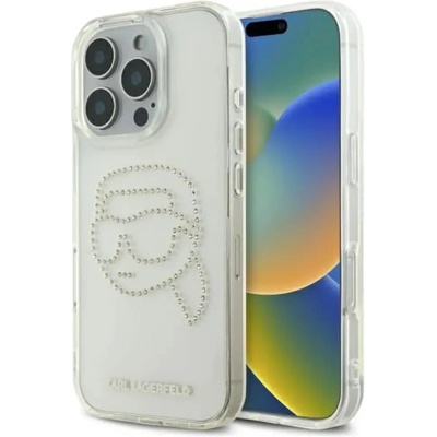 KARL LAGERFELD KLHCP16XHKHDCELT iPhone 16 Pro Max 6.9" прозрачен твърд калъф IML Rhinestones Karl Head (3666339352219)