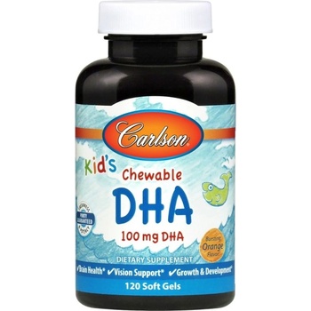 Carlson Labs Kid's Chewable DHA 100 mg [120 Дъвчащи гел капсули] Портокал