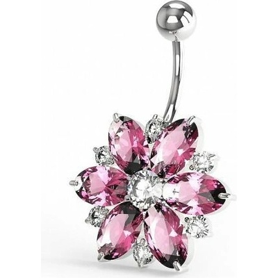 S4U Stříbrný piercing do pupíku kytička BP01150-CP