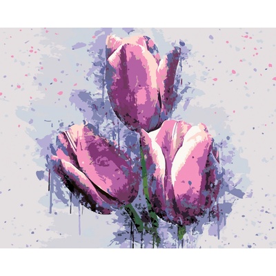zuty Malování Podle Čísel Malované Tulipány 80 x 100 Cm Plátno Rám