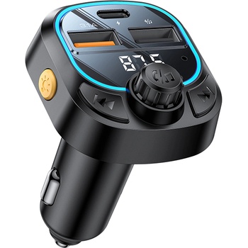 YESIDO Блутут FM трансмитер и зарядно за кола за мобилни устройства - Yesido Y70 Bluetooth FM Transmitter With Car Charger 15W (KF2355007)