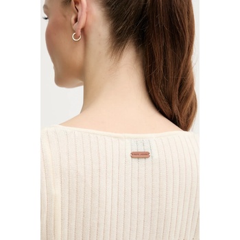 Pepe Jeans Рокля Pepe Jeans PAULINA в бежово среднодълга с кройка по тялото PL953712 (PL953712)