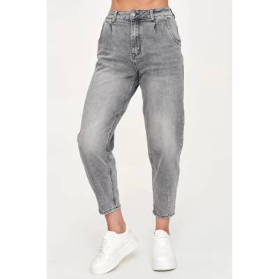 Makadamia Dámské mom fit džíny C70 sv. šedé Světle