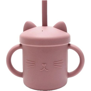 Lorelli Силиконова чаша с дръжки и сламка Lorelli - Natural, Deep Pink (10230660002)