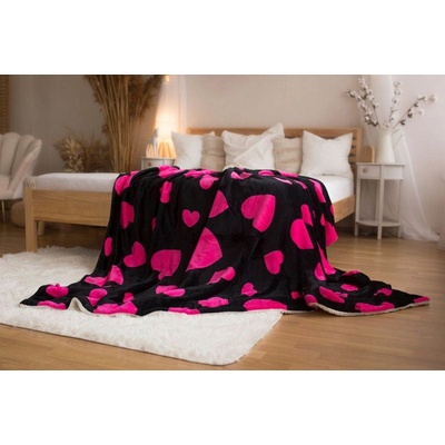 Jerry Fabrics deka mikroplyš s beránkem Srdce Polyester 140x200