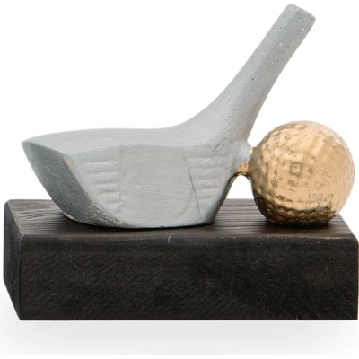 Trofej luxusní se symbolem golfu výška 11 cm stříbrná/zlatá