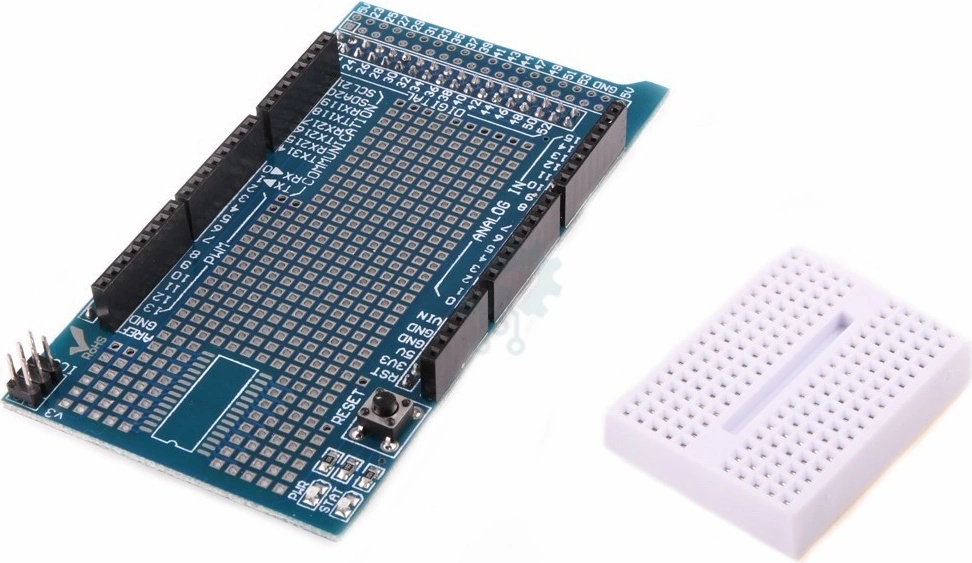 LaskaKit Arduino MEGA prototype Shield + mini BreadBoard