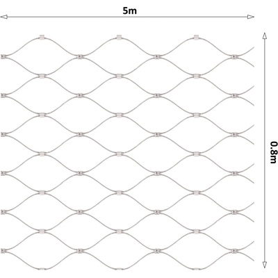 Lanová sieť, 0,8 x 5 m, oko 60 x 104 mm, ø 2 mm, AISI 316