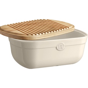 Emile henry (Франция) Кутия за хляб emile henry bread box с дъска - цвят екрю (eh 8750-02)