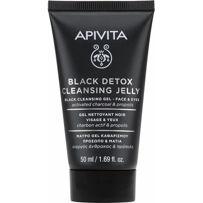 APIVITA Почистващ детокс гел с активен въглен и прополис , Apivita Black Detox Cleansing Jelly 50ml With Activated Carbon & Propolis