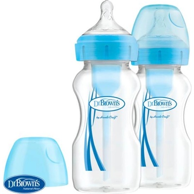 Dr. Brown's DR. BROWN'S Бутилка против колики Options+ широко гърло 2x270 мл пластмаса синя