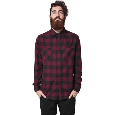 Риза с дълъг ръкав Urban classics Flanell Gt long sleeve shirt - Black (Black / Bordeaux)