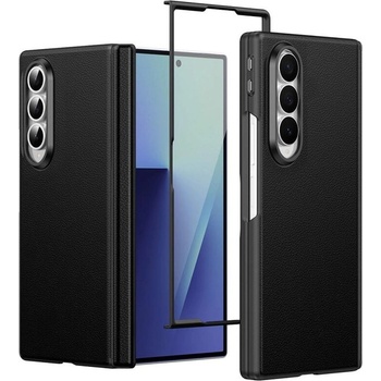 GKK Magsafe Калъф с Протектор за Samsung Z Fold 4, Leather Hinge Case, Черен (5966011922781)