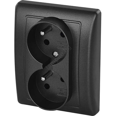 EMOS Двоен контакт за дома 250v/16a антрацит (ems1228)