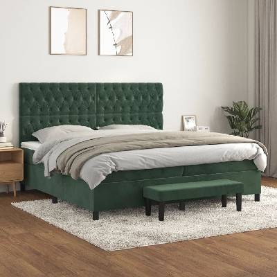 vidaXL 11461.3138046 Boxspring postel s matrací tmavě zelená samet