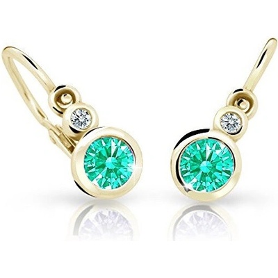 Cutie Jewellery detské náušnice zo žltého zlata C1984-10-X-1 svetlozelená