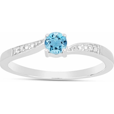 Nefertitis Prsten stříbrný s Blue Sky topazem a zirkony 015992 BT