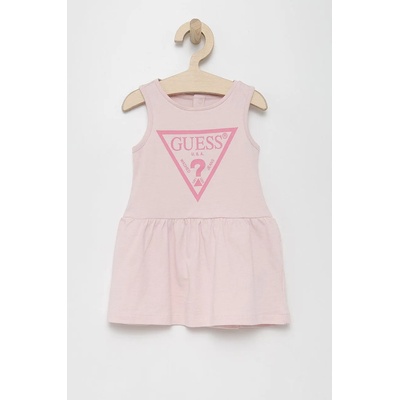 Guess Детска памучна рокля Guess в розово къс модел разкроен модел (A01K15.KAUD0)