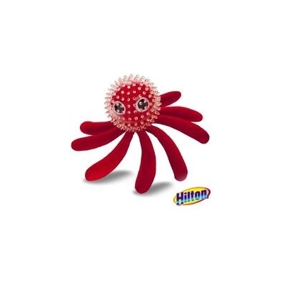 Hilton hračka pro psa dentální chobotnice pískací 16 cm červená