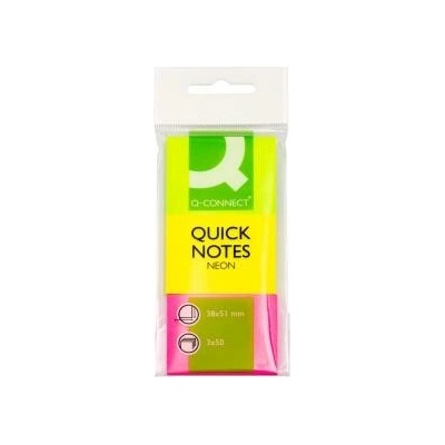 Q-CONNECT Bločky Q-Connect , 51 x 38 mm, zelená, ružová, žltá, 3 bločky po 50 lí