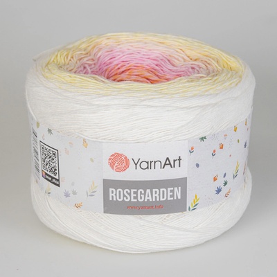 YarnArt Pletací příze ROSEGARDEN 302 bílo-žluto-růžová, melírovaná (duhová), efektní, 250g/1000m