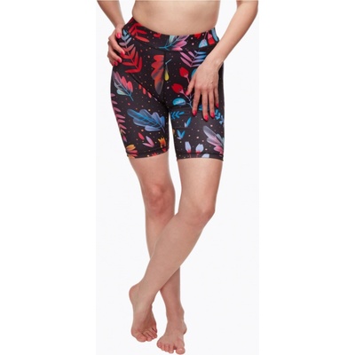 Dedoles dámské veselé krátké sportovní legíny Neónové květy Modro-černé