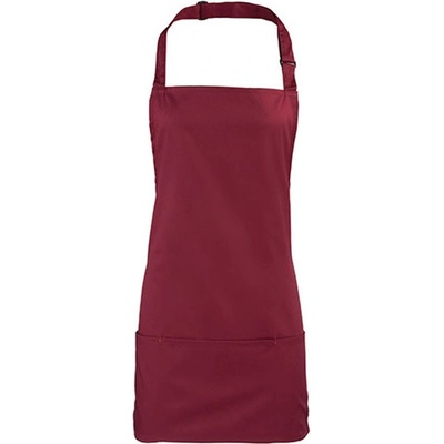Premier Workwear Colours Gastro zástěra 2v1 PR159 Burgundy Pantone 209C 60x62cm